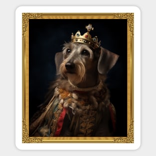 Graceful Wired Hair Dachshund - Medieval German Queen  (Framed) Sticker